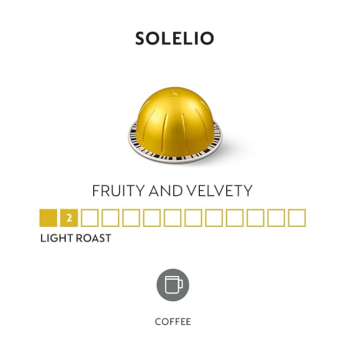 Nespresso Capsules Vertuo,Solelio,Mild Roast Coffee,30-Count Coffee Pods,Brews 7.8 oz.,(Pack of 2)