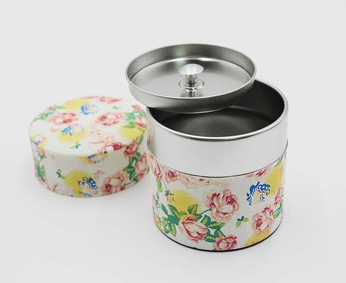 Japanese Pokkan Matcha Coffee Spice Tea Tin Canister Washi Paper Storage with Lid 7.05 oz Capacity (Neko,S)