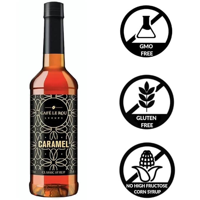 NEW Café Le Rou Caramel Classic Syrup - 25.4 oz, 1 Pack with 1 Gold Pump Dispensers 25.4 Fl Oz (Pack of 1)