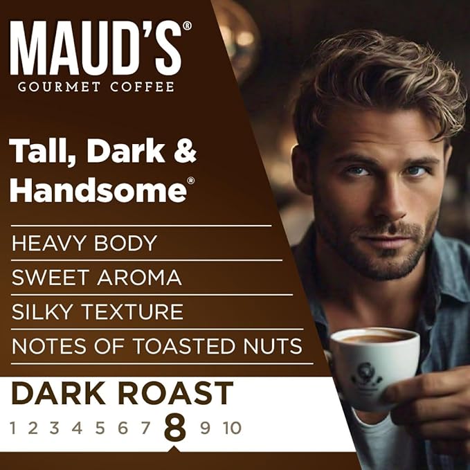 Maud's Dark Roast Coffee Pods, 18ct, Single Serve Pods – 100% Arabica Coffee, Compatible with Keurig K Cups Maker