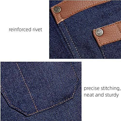 TOPTIE Denim Half Waist Apron with Pockets for Server Waiter Waitress | 100% cotton denim aprons, breathable, durable, large front pockets, adjustable ties, for restaurant kitchen bar, unisex - Image 5