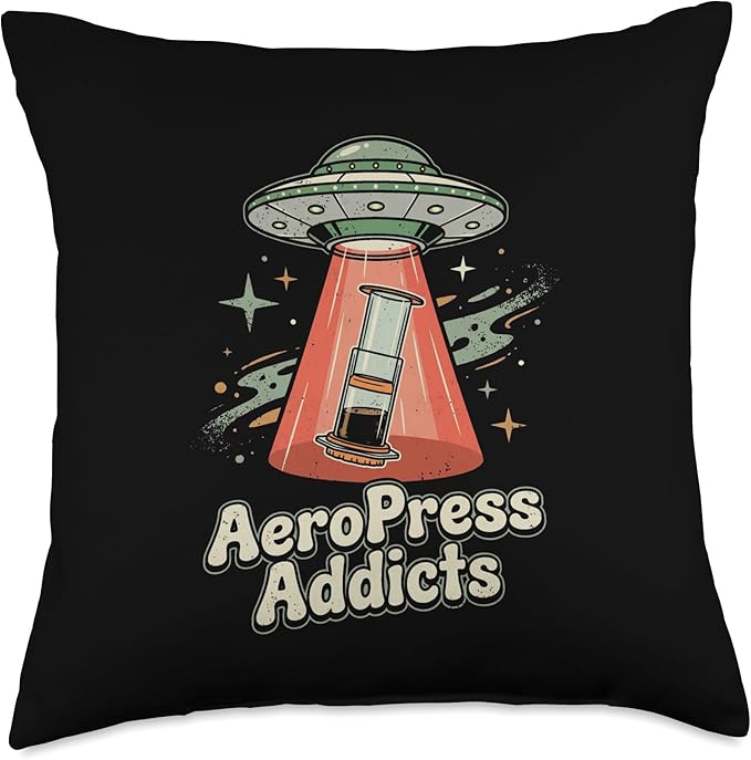 UFO AeroPress Funny Coffee Shirts Sci-Fi AeroPress Brewing Throw Pillow