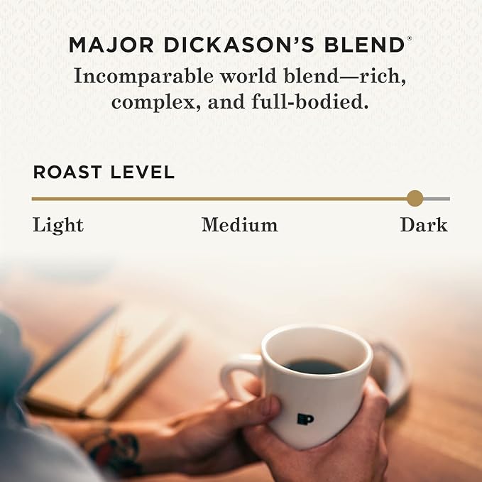 Peet's Coffee, Dark Roast Keurig K-Cup Pods, 100% Arabica Coffee - Major Dickason's Blend 88 Count (4 Boxes of 22 K-Cup Pods)