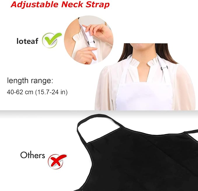 4 Packs Chef Apron, Waterproof Apron, Adjustable Aprons with 2 Pockets for Men Women, Professional Aprons for Kitchen Cooking Gardening Painting Baking Restaurant (White) - Image 5