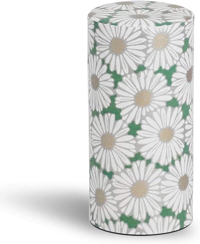 Kyoto Floral Tin Tea Canister - 7 oz Traditional Japanese Yuzen Paper Design, Airtight Storage for Fresh Tea Leaves, Ideal for Tea Ceremony Accessories Collection (Green)