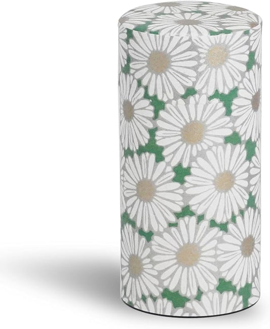 Kyoto Floral Tin Tea Canister - 7 oz Traditional Japanese Yuzen Paper Design, Airtight Storage for Fresh Tea Leaves, Ideal for Tea Ceremony Accessories Collection (Green)