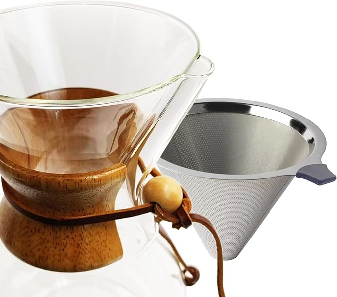 Subjectthree Classic Pour Over Coffee Maker Set 28oz Glass Coffee Carafe Dripper with Stainless Filter for Camping Home Office Cafes Easy Clean (8 Cup/28 oz)