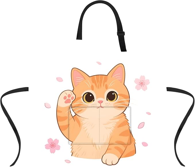 Funny Cat Apron with 2 Pockets Waterproof for Men Women Kitchen Garden Decor by THISFIND