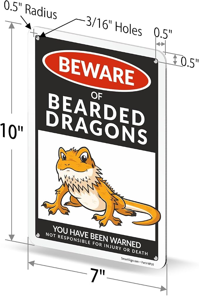 SmartSign Funny Beware Of Bearded Dragons Warning Sign - 10"x7", 40 mil Laminated Rust-free Aluminum - Metal Signs for Wall Decor, Outdoor, Patio, Gifts, Cafe - Dragon Theme, Made in USA - Image 7
