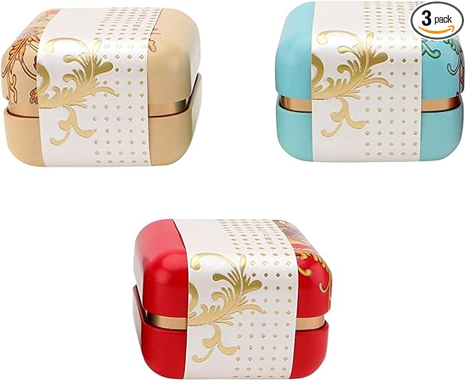 3 Pcs Tea Tin Canister Mini Tea Storage Box Rustproof Square Coffee Tea Sealed Box for Store Crafts Snacks Candy and Tea