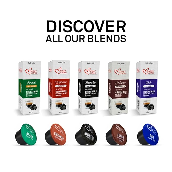 ITALIAN COFFEE FOR ESPRESSO LOVERS Italian Coffee capsules compatible with Verismo, CBTL, Caffitaly, K-fee systems (Sampler, 4 flavors, 40 pods tot., No decaf)