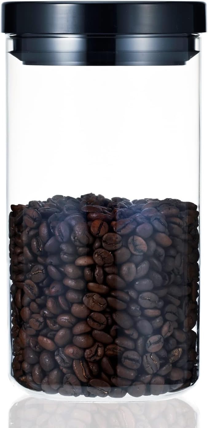 HARIO MCNR-300-B Coffee Canister, L, Black