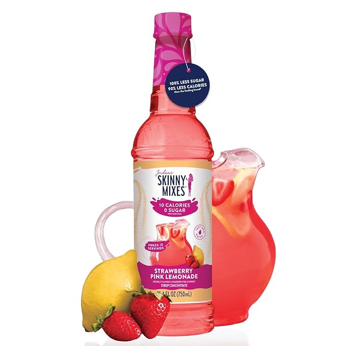 Jordan's Skinny Mixes Sugar Free Syrup, Strawberry Lemonade, Fruit Flavored Water Enhancer, Drink Mix Iced Tea, Lemonade, Drinks, Low Calorie Water Flavoring, Dairy & Gluten Free, Kosher, 25.4 Fl Oz, 2 Pack - Image 3