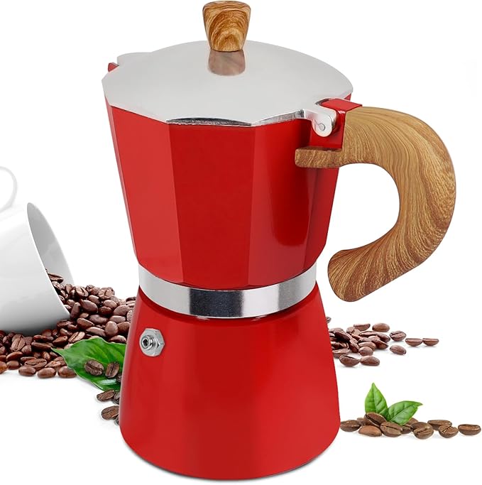6 Cup Moka Pot Aluminum 300ml Italian Coffee Maker Stovetop Espresso CoffeeMakers Mocha Pot Percolator for Electric Ceramic Stove Classic Greca Cafe Makers Portable for Easy Brewing