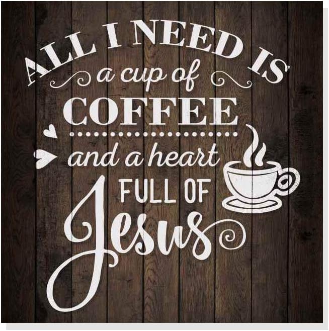 Coffee And Jesus Sign Christian Wood Decor Rustic Signs Wooden Decorations Kitchen Small Religious Plaque Station Nook Wall Home Faith Family Farmhouse Inspirational Scripture 8 x 8 Art B3-08080061069 by ChicoCreekSigns