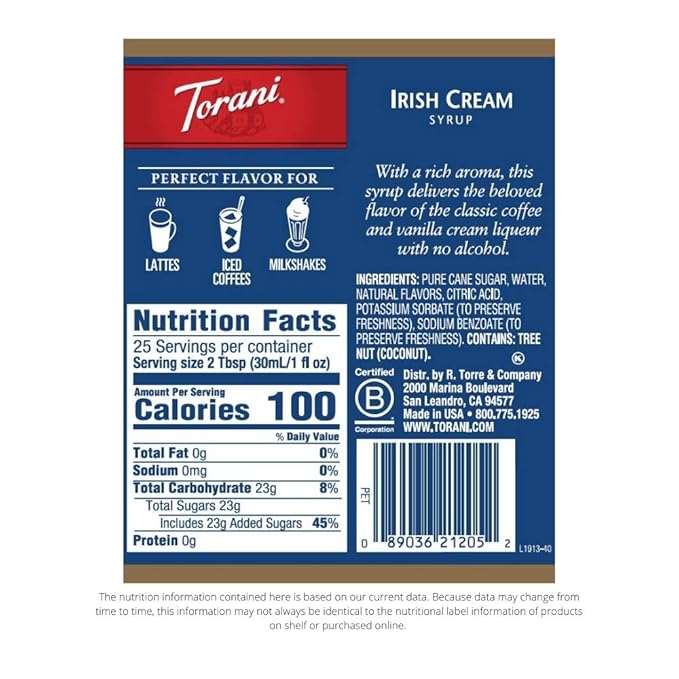 Torani Syrup, Irish Cream, 25.4 Ounces (Pack of 4)