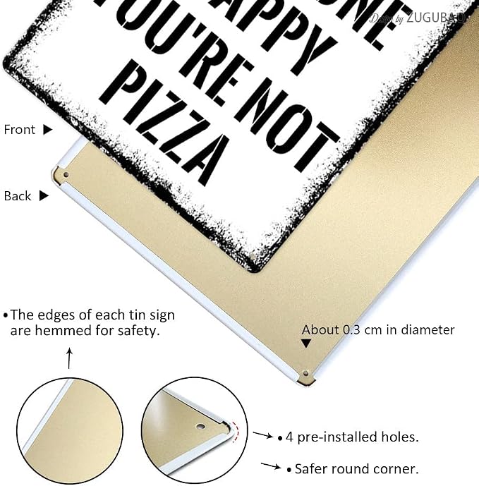 Pizza Tin Signs Vintage Metal Sign Funny Food Art Printing Poster Wall Decor for Home Kitchen Bar Restaurant Cafe Pub Indoor Outdoor 12x8 Inch Hanging Plaque - Image 3