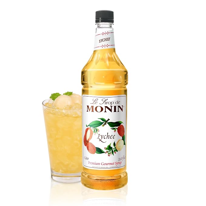 Monin - Lychee, Great for Teas, Lemonades, Smoothies, & Cocktails, Gluten-Free, Non-GMO (1 Liter) by Monin