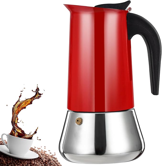 12 Cup Stovetop Espresso Maker Stainless Steel Moka Pot Stove Top Percolator Italian Coffee Makers Capable Mocha Greca Machine Cafe Classic Induction Cookers for Home and Camping 600ml 20oz