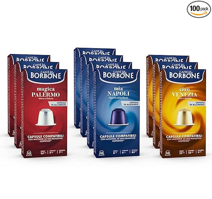 Caffè Borbone Variety Pack Aluminum Capsules Compatible with Nespresso Original Machines, Medium Roast, 100 Count