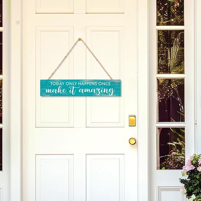 AGMDESIGN Today Only Happens Once Make It Amazing Wood Sign, Motivational Daily Reminder Decor for Bedroom Office, Farmhouse Kitchen Cafe Shop Wooden Plaque, Positive Gifts for Friends Coworkers - Image 3