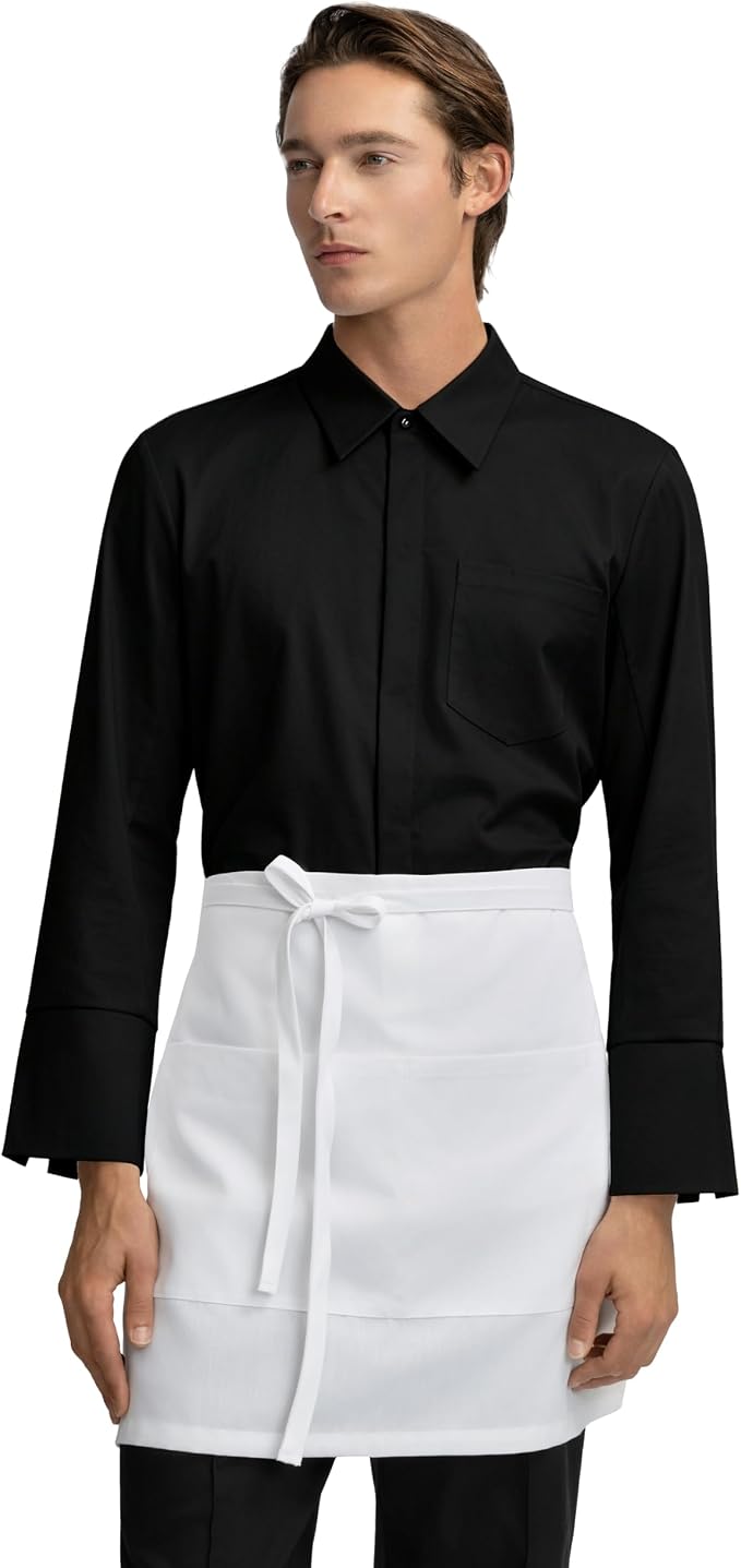 Chef Apron with 3 Pockets and Extra Ties | MJS polyester | Cotton-like feel | Fade & pill resistant | Extra-long ties | Machine washable | Unisex by Sheenfon