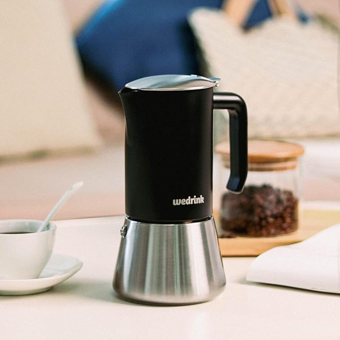 wedrink Premium 304 Stainless Steel Moka Pot, 9 Cup Stovetop Espresso Maker, Induction & All Stovetops Compatible
