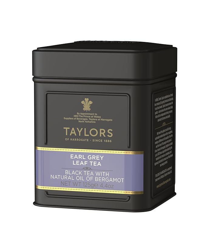 Taylors of Harrogate Earl Grey, Loose Leaf, 4.41 Ounce Tin Caddy (Pack of 1), Fragrant, Delicate & Light, Caffeinated, Premium Whole Leaf Tea