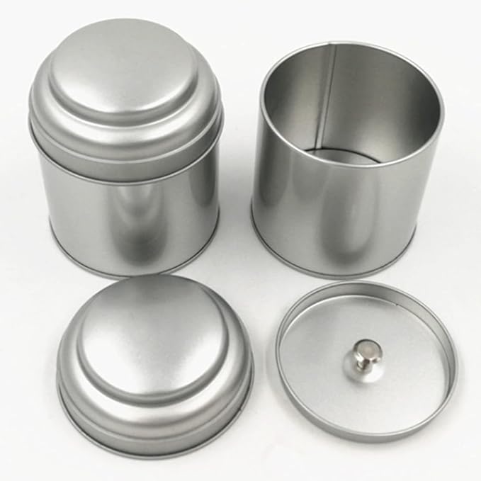 Lawei 9 Pack Tea Tins Canister with Airtight Double Lids, 8 OZ Round Tin Can Box, Small Kitchen Canisters Containers for Storage Tea, Coffee, Sugar, Loose Leaf, Candy, Herbs and Spices, Silver
