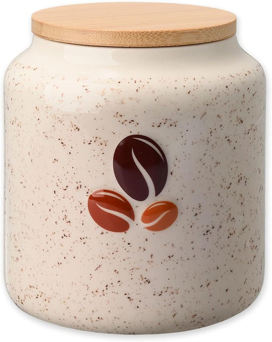 Miicol Ceramic Storage Canister with Airtight Lid, Food Storage Container, Round Coffee Canister, Pantry Organizer, Kitchen Storage Jar for Coffee Bean, Flour, Pasta, Sugar, Spices, Tea, 20 fl.oz‌