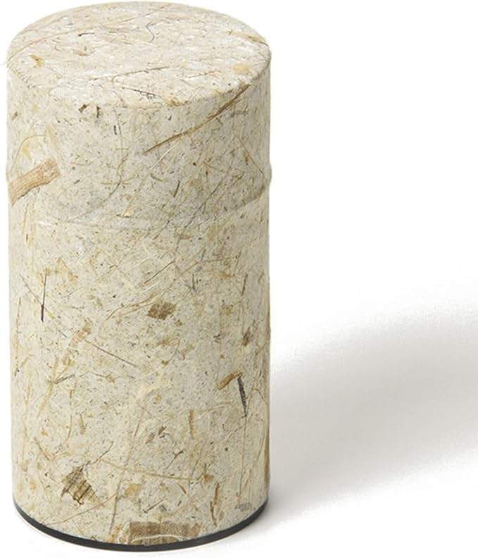 Japanese Pokkan Matcha Coffee Spice Tea Tin Canister Washi Paper Storage with Lid 7.05 oz Capacity (Unryugami White)