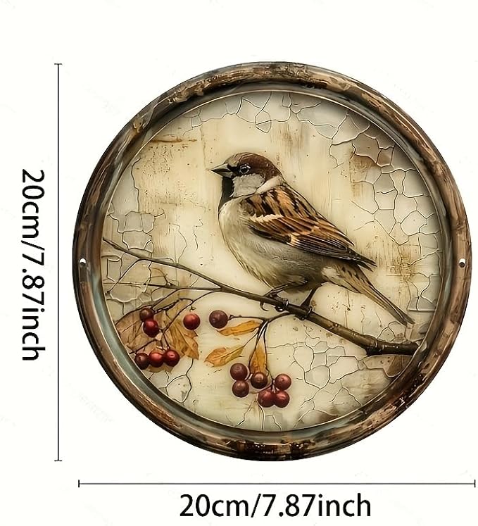 A Vintage Bird with a Cherry Round Wooden Sign, 8X8 Inches,Printed Wooden Wall Art, Suitable for Home, Kitchen, Garden, And Office Decor - The Perfect Holiday Gift. - Image 2