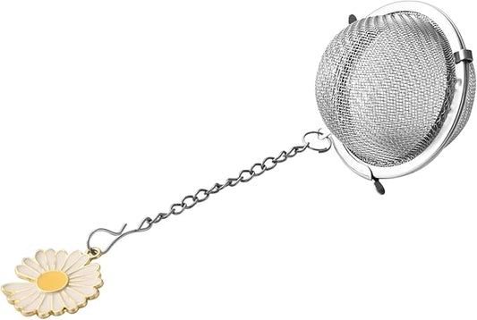 Fox Run White Daisy Tea Infuser Ball, Stainless Steel Mesh Tea Ball for Loose Tea