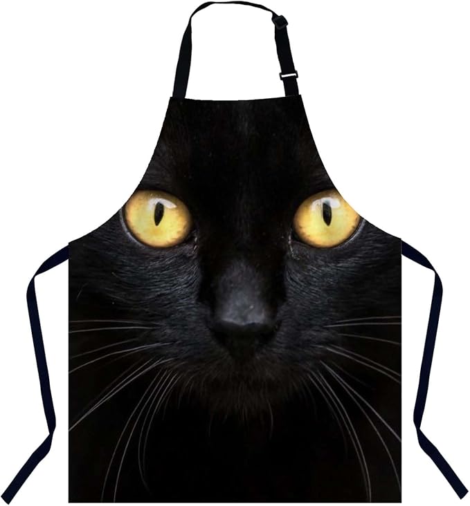 Black Cat in the Dark Waterproof Apron Kitchen Chef Aprons Bibs for Grooming Cooking Baking Painting Gardening by Unknown