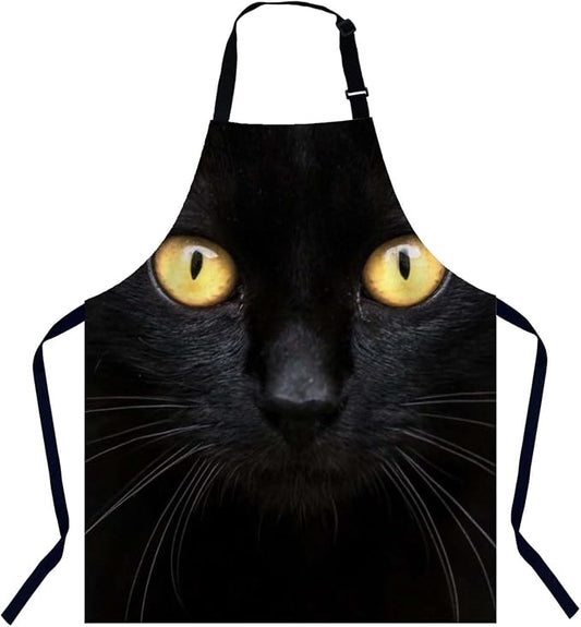 Black Cat in the Dark Waterproof Apron Kitchen Chef Aprons Bibs for Grooming Cooking Baking Painting Gardening by Unknown