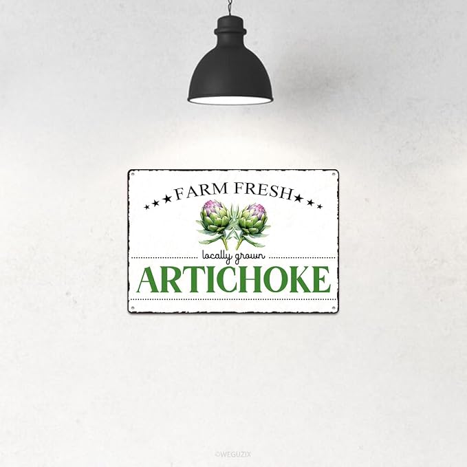 Vintage Artichoke Metal Signs Wall Decor Funny Vegetables Art Poster Decorative for Home Farmhouse Kitchen Garden Cafe Bar Farm Porch Fence Yard 12X8 Inch Aluminium Hanging Plaque - Image 4