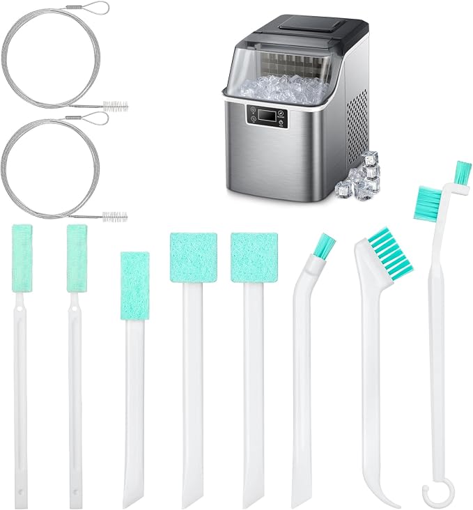 TUZAZO Ice Machine Cleaner Brush Kits, 10 PCS Ice Maker Cleaning Tools - 2PCS Long Drain Pipe Brushes and 8 PCS Crevice Cleaning Brushes by TUZAZO