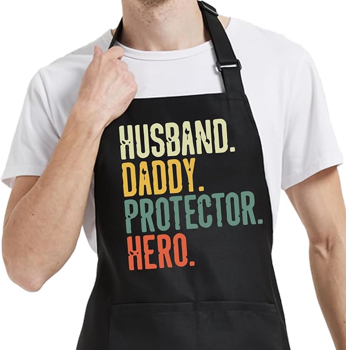Chef Aprons for Men Women with Pockets, Kitchen Apron for Cooking Grilling Gifts for Dad Mom Birthday Christmas by Unknown