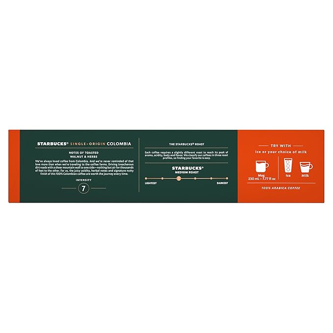 Starbucks by Nespresso Vertuo, Single-Origin Colombia, 30-count Coffee Pods Medium Roast, Brews 7.8 oz