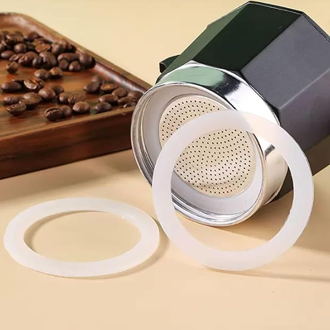 2 Pcs Filter with 3 Pcs Silicone Gasket Seals for 12 Cup 14 Cup Stovetop Espresso Coffee Maker Replacement Parts for DITOSH Aluminium Moka Pot