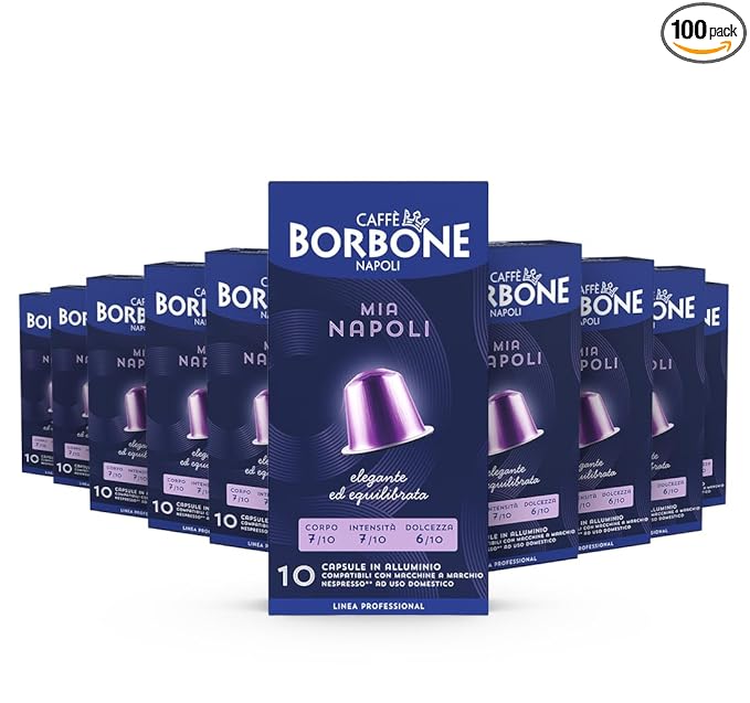 Caffè Borbone Mia Napoli Aluminum Capsules Compatible with Nespresso Original Machines, Medium Roast, 100 Count