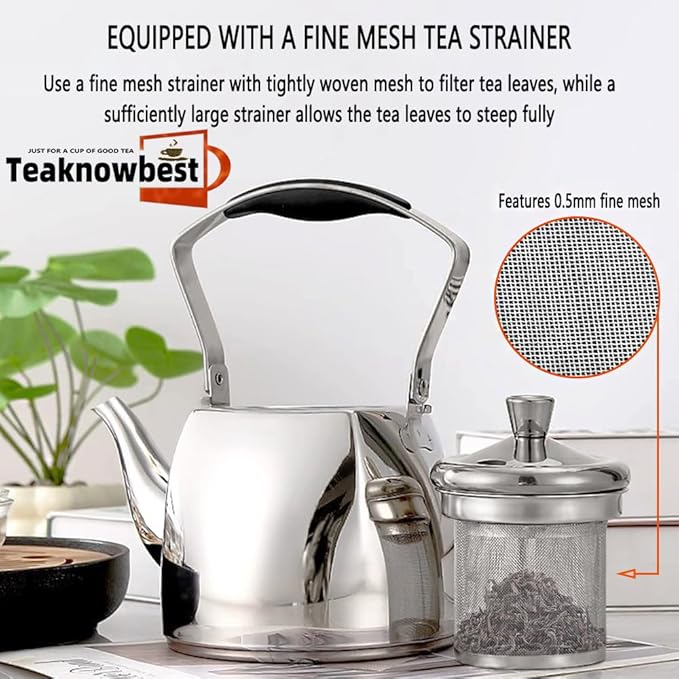 Stainless Steel Tea Pots with Infuser, Loose Leaf Tea Pot 50oz, Tea Pot for Stove, Dishwasher Safe (1500ml)