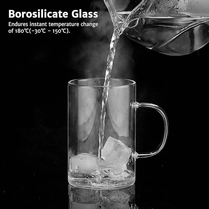 ecooe 16.9 Oz Borosilicate Glass Tea Mug Cup Tea Glasses with Stainless Steel Infuser & Lid, Loose Leaf Glass Tea Cup Teacup 430mL(Use Capacity)