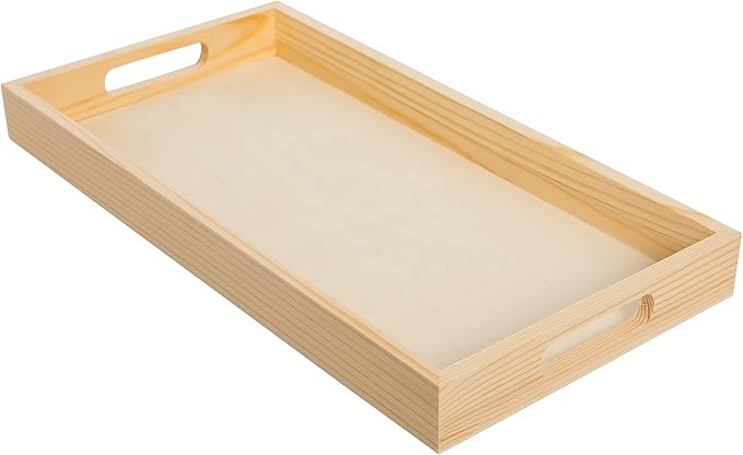 Wooden Nested Serving Trays, Unfinished Rectangle Trays with Cut-Out Handles for Crafts, Ottomans, Serving and Home Décor – Set of 5