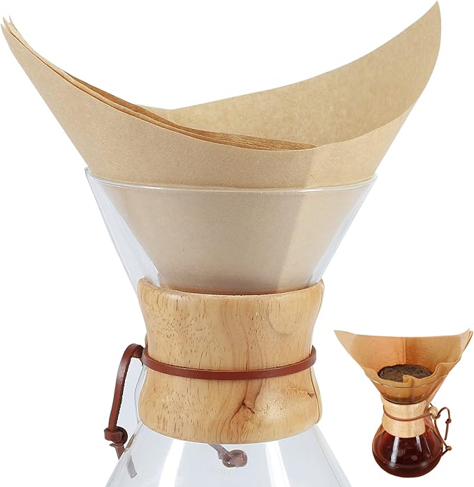 BYKITCHEN Pour Over Coffee Filter, Squares, Natural Unbleached Disposable Coffee Filter Papers for Pour Over Coffee Maker Drippers and More(Set of 50 & Fit for 3-10 Cups)