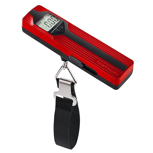 travel inspira Luggage Scale Battery-Free, Travel Essentials, Portable Handheld Digital Suitcase Weight Scale for for Travel Accessories, 110lbs/50kg (Red)