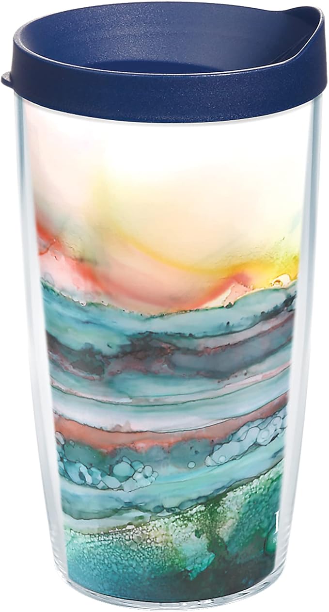 Tervis Inkreel - Coral Stretch Made in USA Double Walled Insulated Tumbler Travel Cup Keeps Drinks Cold & Hot, 16oz, Classic