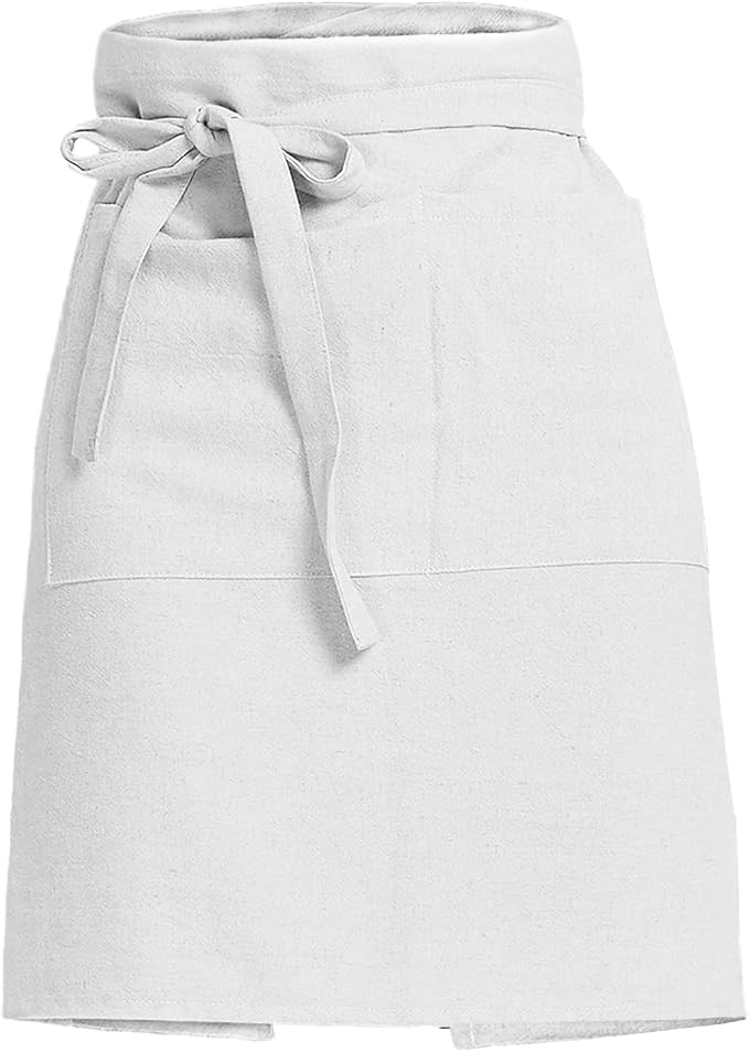 White Maid Apron for Women Cotton Waist Half Maid Costume Victorian Retro Ruffled Kitchen Cute Vintage Party Cosplay by Cityelf