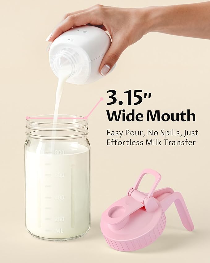 32oz Breast Milk Pitcher with Lid - Airtight Leakproof Glass Storage with Flip Cap & Pour Spout, Wide Mouth 1 Quart Breastmilk Storage Container Breastfeeding Essentials for Breastmilk, Formula, Milk