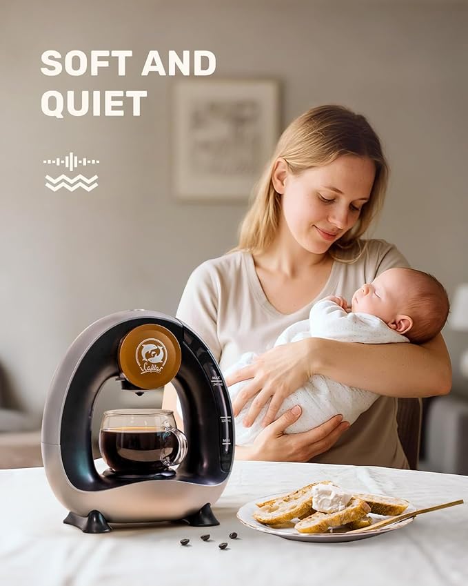 2-in-1 Coffee Maker, Fast Brew in 1.5mins, Single Serve Coffee Machine Compatible with K-Cup Pods & Ground Coffee, 1400W 20s Preheat, Compact for Home,Small Place,Office & RV, 8oz,Dark Grey